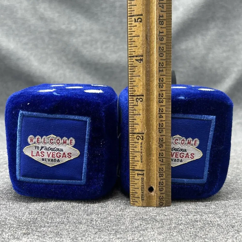 Welcome To Famous Las Vegas Nevada Soft Plush Novelty Dice 2pc Set Blue 3